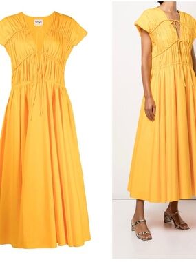 TOVE Yellow Gathered Cotton Dress Size 40 (8)